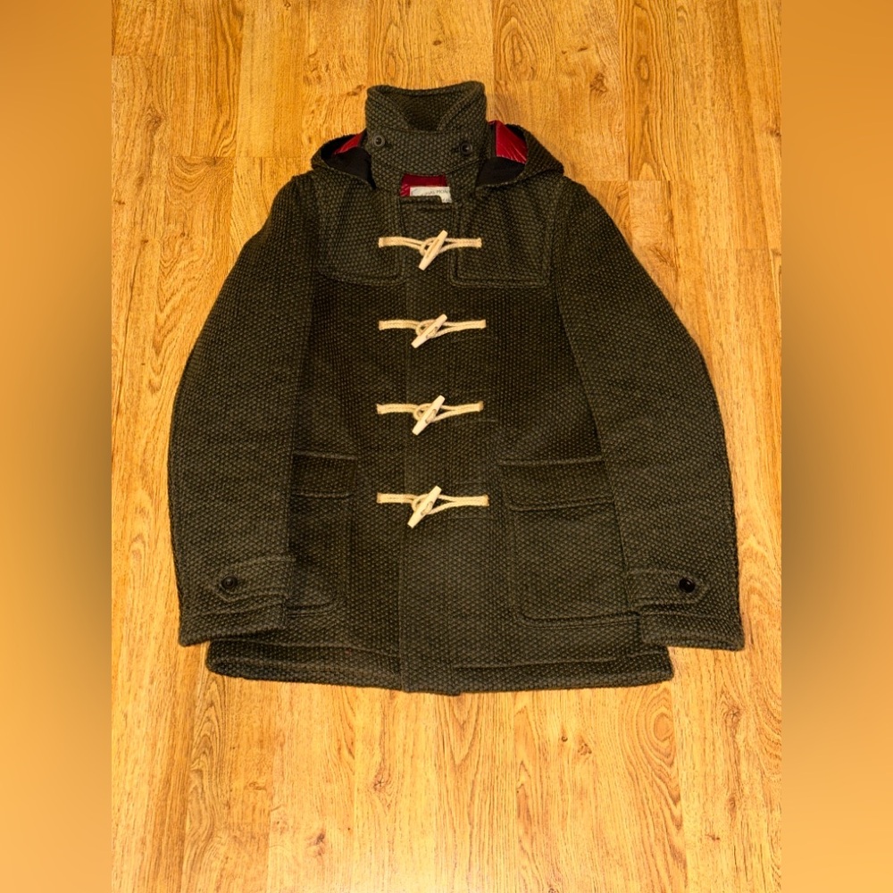 Original Montgomery Wool Duffle Hooded Coat Made In England Size Small READ FLAW